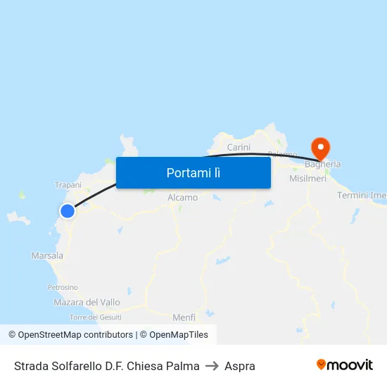 Strada Solfarello D.F. Chiesa Palma to Aspra map