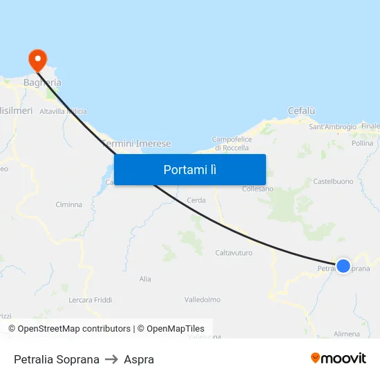 Petralia Soprana to Aspra map