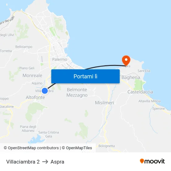Villaciambra 2 to Aspra map