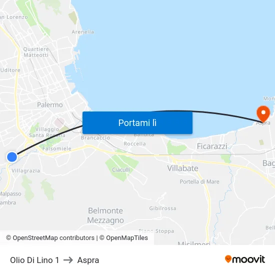 Olio Di Lino 1 to Aspra map