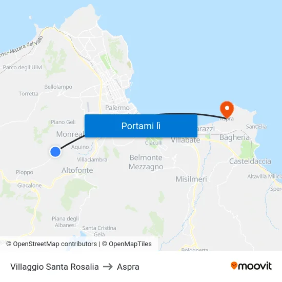 Villaggio Santa Rosalia to Aspra map