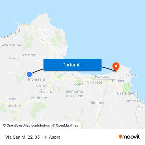Via San M. 22, 35 to Aspra map