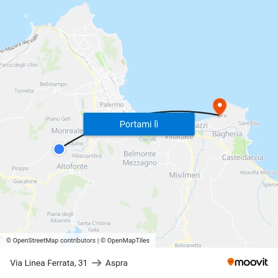 Via Linea Ferrata, 31 to Aspra map