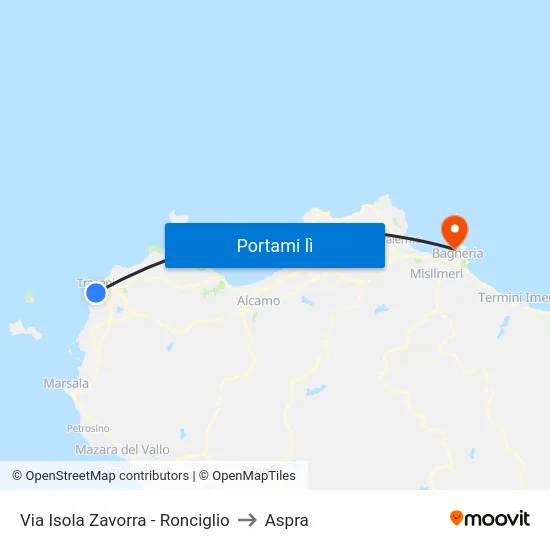 Via Isola Zavorra - Ronciglio to Aspra map