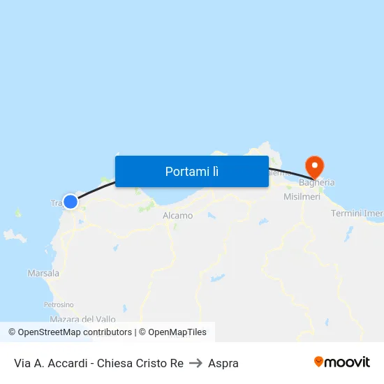 Via A. Accardi - Chiesa Cristo Re to Aspra map