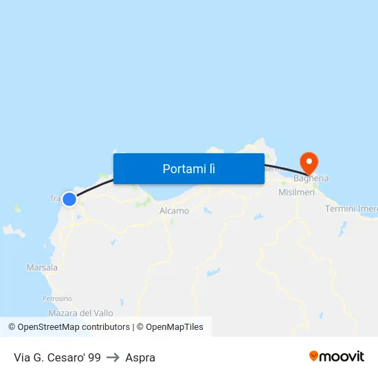 Via G. Cesaro' 99 to Aspra map