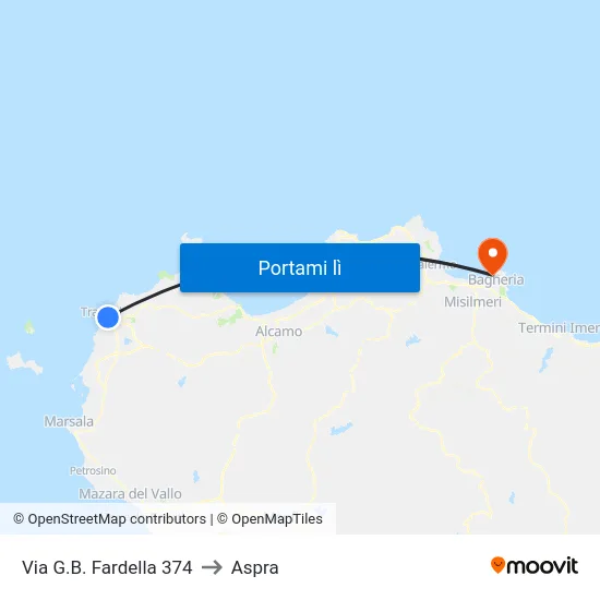 Via G.B. Fardella  374 to Aspra map