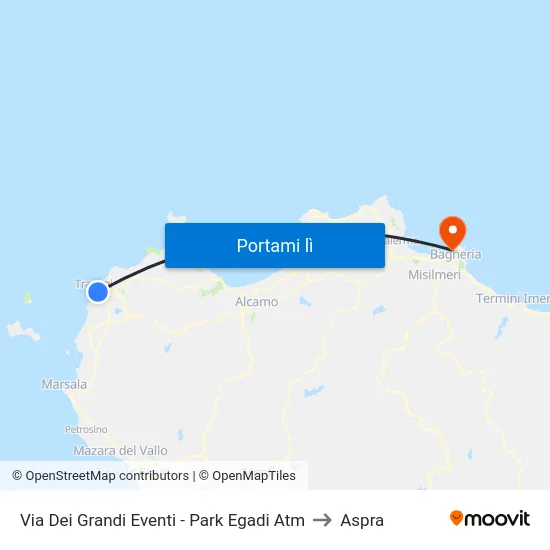 Via Dei Grandi Eventi - Park Egadi Atm to Aspra map