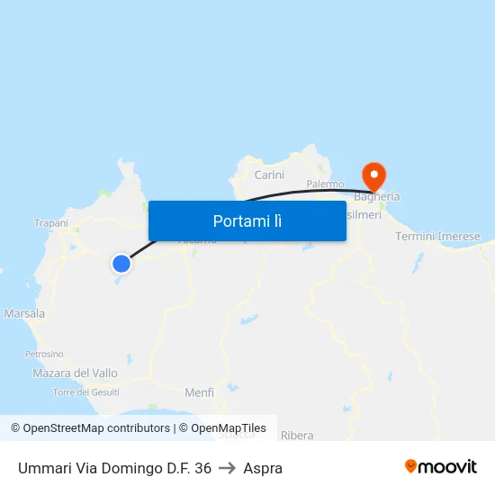 Ummari Via Domingo D.F. 36 to Aspra map