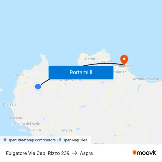 Fulgatore Via Cap. Rizzo 239 to Aspra map