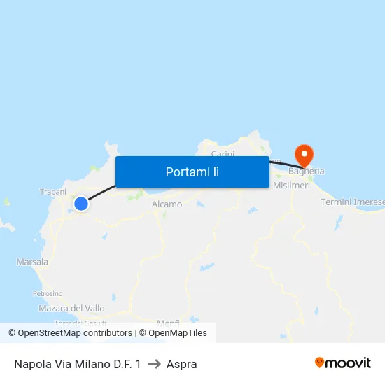 Napola Via Milano D.F. 1 to Aspra map