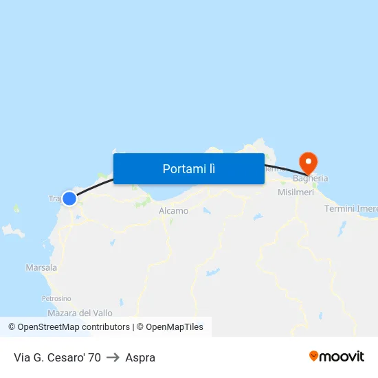 Via G. Cesaro' 70 to Aspra map