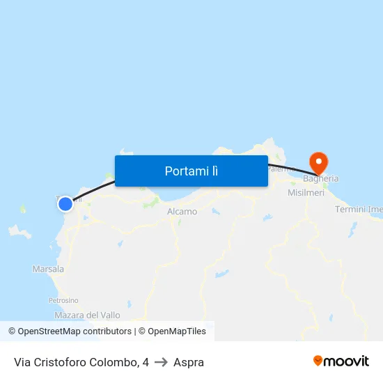 Via Cristoforo Colombo, 4 to Aspra map