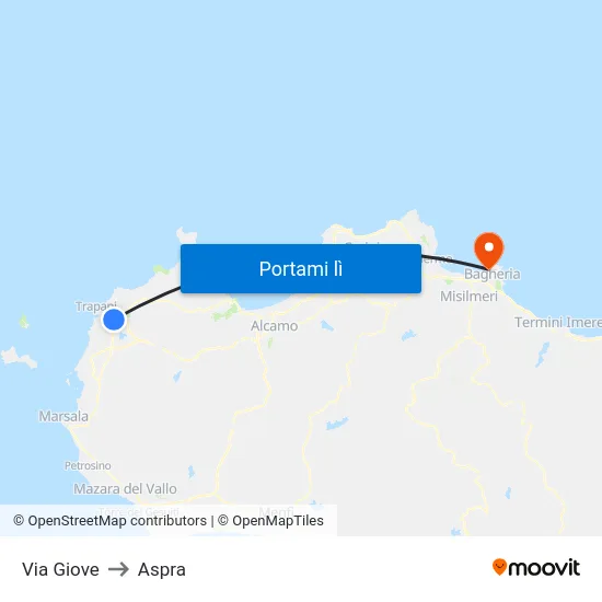 Via Giove to Aspra map