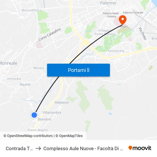 Contrada Timpone to Complesso Aule Nuove - Facoltà Di Medicina E Chirurgia map