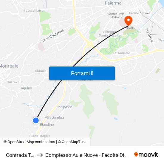 Contrada Timpone to Complesso Aule Nuove - Facoltà Di Medicina E Chirurgia map