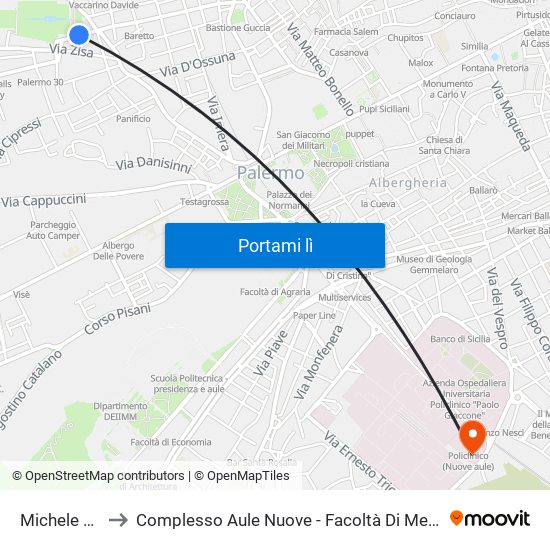 Michele Piazza to Complesso Aule Nuove - Facoltà Di Medicina E Chirurgia map