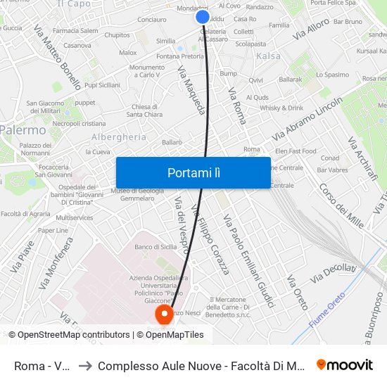 Roma - Vucciria to Complesso Aule Nuove - Facoltà Di Medicina E Chirurgia map