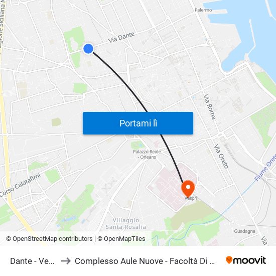 Dante - Veneziano to Complesso Aule Nuove - Facoltà Di Medicina E Chirurgia map