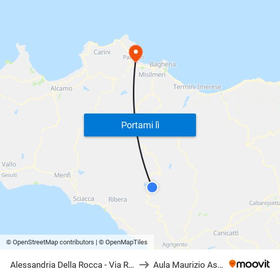 Alessandria Della Rocca - Via Roma to Aula Maurizio Ascoli map