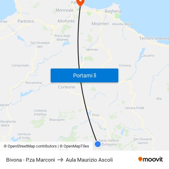 Bivona - P.za Marconi to Aula Maurizio Ascoli map