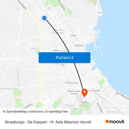 Strasburgo - De Gasperi to Aula Maurizio Ascoli map