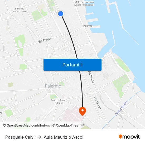 Pasquale Calvi to Aula Maurizio Ascoli map