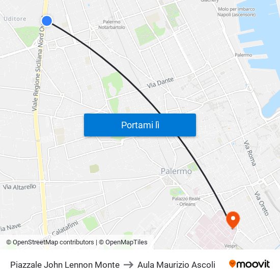 Piazzale John Lennon Monte to Aula Maurizio Ascoli map