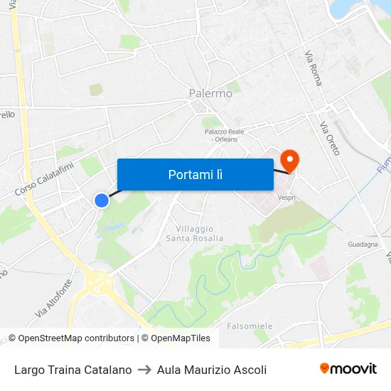 Largo Traina Catalano to Aula Maurizio Ascoli map