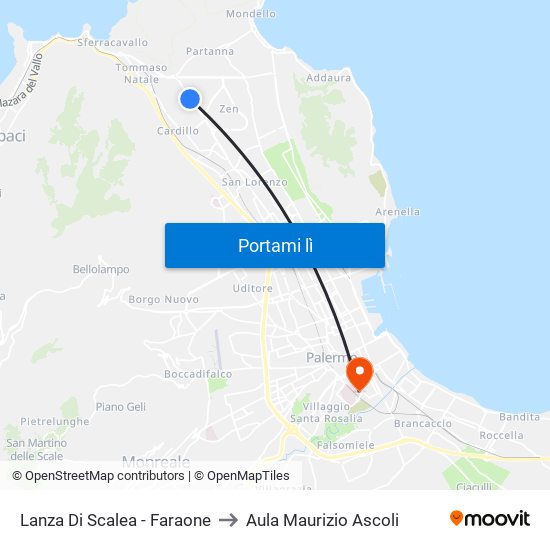 Lanza Di Scalea - Faraone to Aula Maurizio Ascoli map