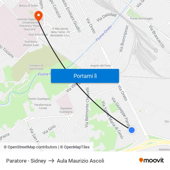 Paratore - Sidney to Aula Maurizio Ascoli map