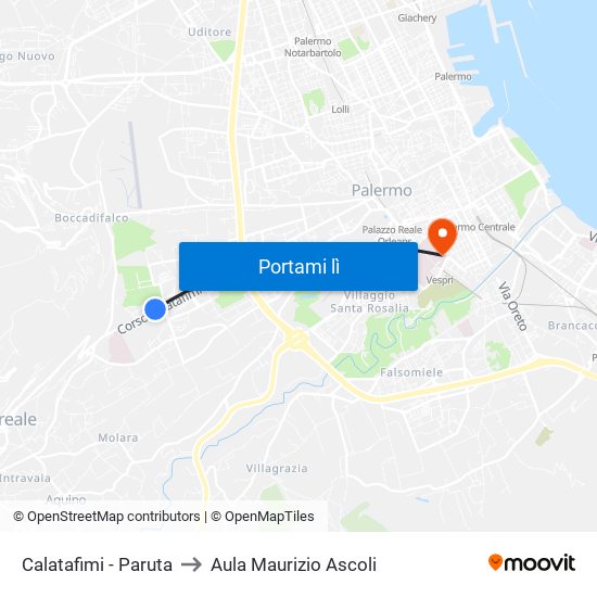 Calatafimi - Paruta to Aula Maurizio Ascoli map