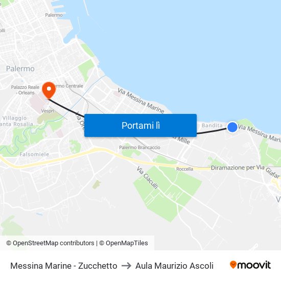 Messina Marine - Zucchetto to Aula Maurizio Ascoli map
