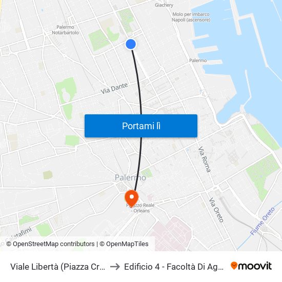 Viale Libertà (Piazza Croci) to Edificio 4 - Facoltà Di Agraria map