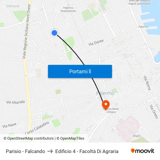 Parisio - Falcando to Edificio 4 - Facoltà Di Agraria map