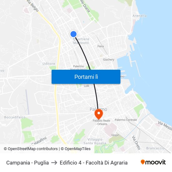 Campania - Puglia to Edificio 4 - Facoltà Di Agraria map