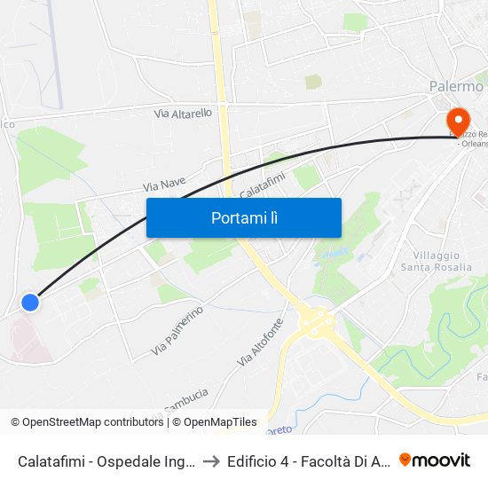 Calatafimi - Ospedale Ingrassia to Edificio 4 - Facoltà Di Agraria map