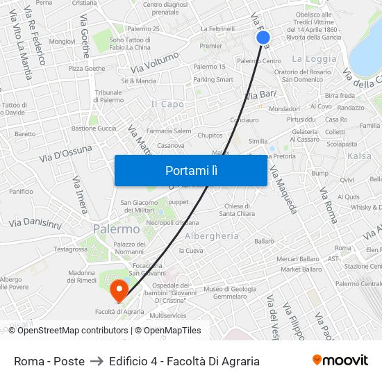 Roma - Poste to Edificio 4 - Facoltà Di Agraria map