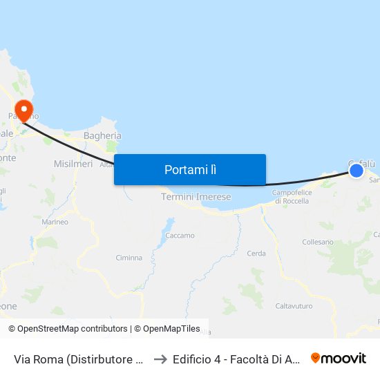 Via Roma (Distirbutore Esso) to Edificio 4 - Facoltà Di Agraria map