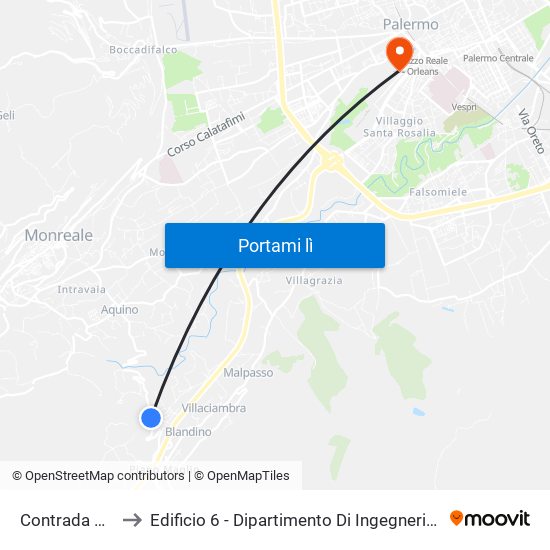 Contrada Timpone to Edificio 6 - Dipartimento Di Ingegneria Chimica E Nucleare map