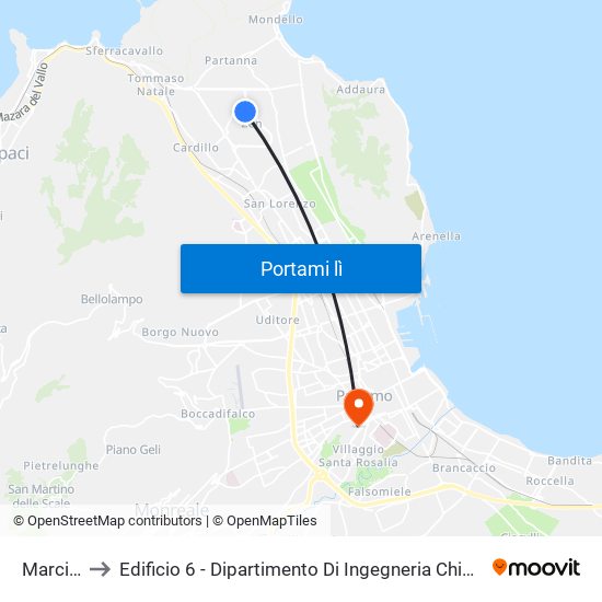 Marciano to Edificio 6 - Dipartimento Di Ingegneria Chimica E Nucleare map