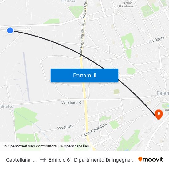 Castellana - Tembien to Edificio 6 - Dipartimento Di Ingegneria Chimica E Nucleare map