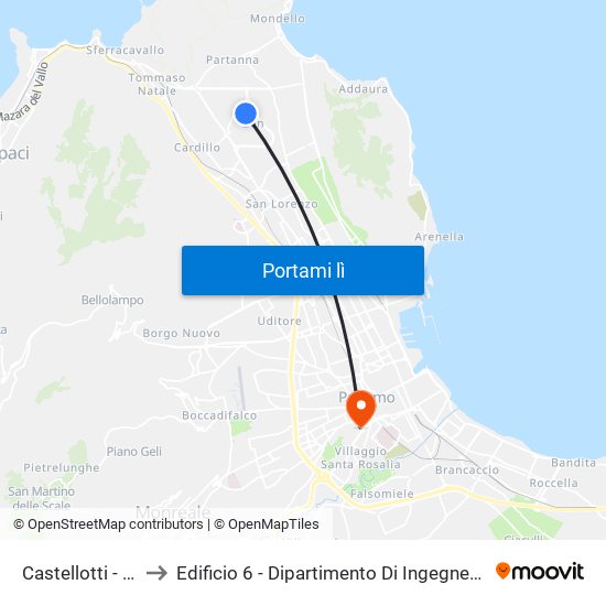 Castellotti - Marciano to Edificio 6 - Dipartimento Di Ingegneria Chimica E Nucleare map