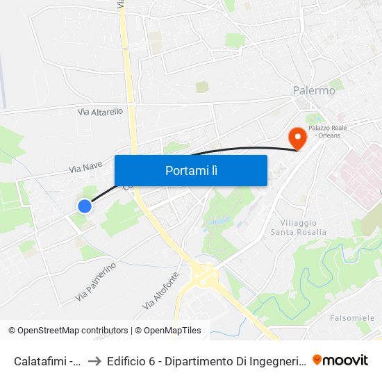 Calatafimi - Paulsen to Edificio 6 - Dipartimento Di Ingegneria Chimica E Nucleare map