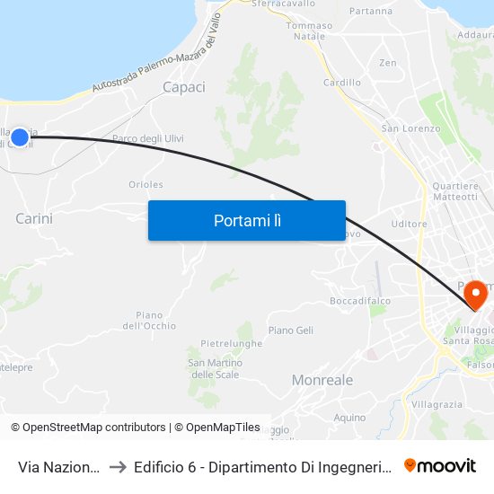 Via Nazionale, 229 to Edificio 6 - Dipartimento Di Ingegneria Chimica E Nucleare map