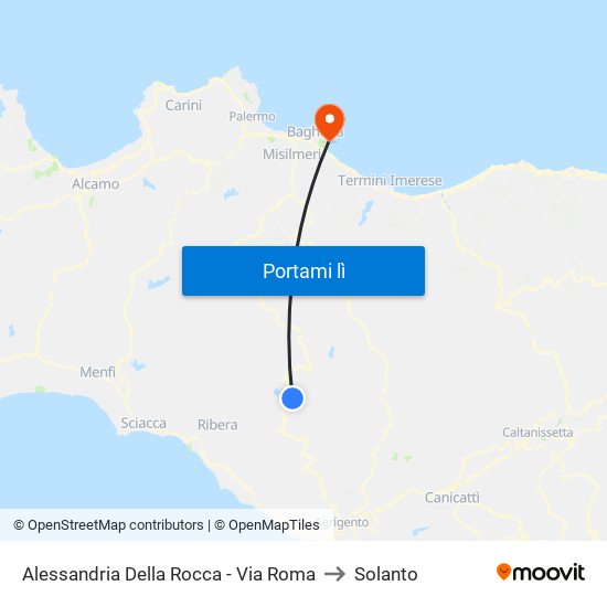 Alessandria Della Rocca - Via Roma to Solanto map
