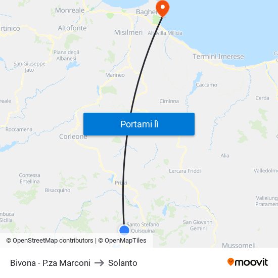 Bivona - P.za Marconi to Solanto map