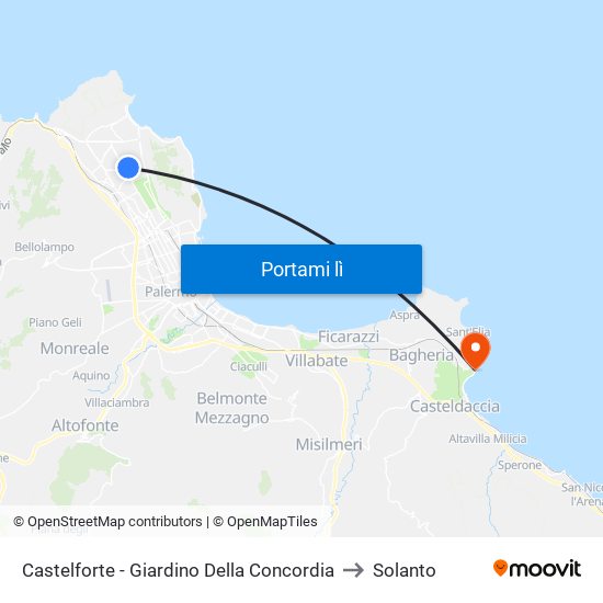 Castelforte - Giardino Della Concordia to Solanto map