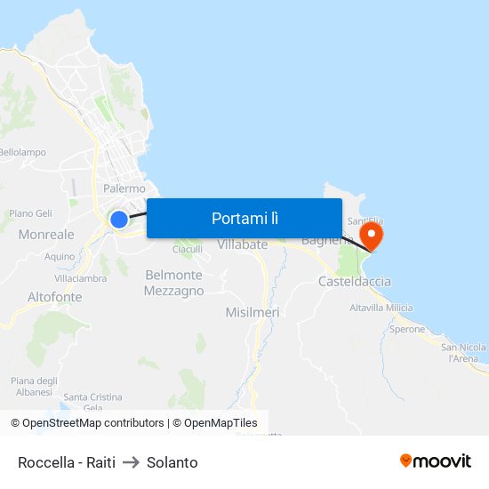 Roccella - Raiti to Solanto map