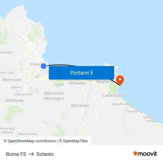 Roma FS to Solanto map